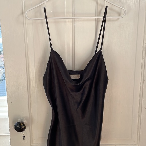 Altered State Satin Black Cowl Neck Midi Dress - Picture 5 of 7